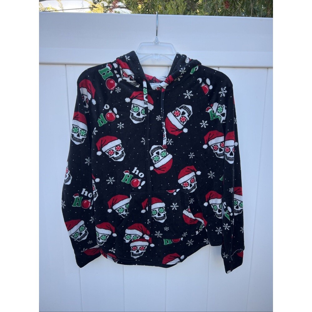 No Boundaries Hoodie Boys Medium 8-10 Fleece Christmas Skulls Colorful